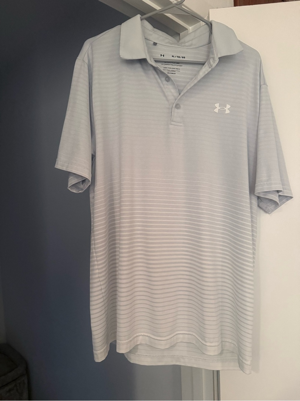 Under Armour Light Gray Striped Men's Golf Polo